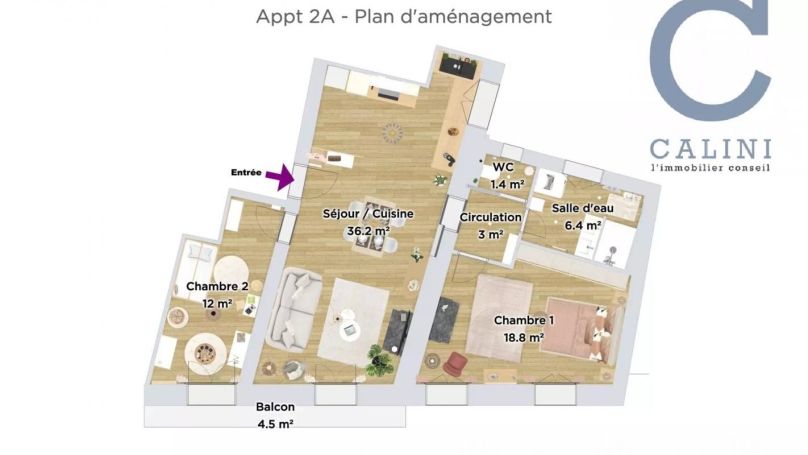 A louer APPARTEMENT T3 75 M2  NIMES