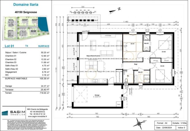 A louer MAISON  4 PIECES 105 M2 BORD DE MER SEIGNOSSE