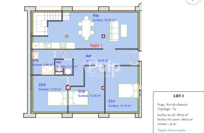 A louer APPARTEMENT T4 88 M2 BORD DE MER BOULOGNE SUR MER