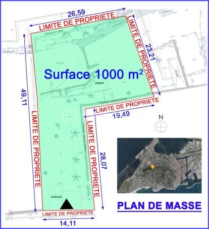 A vendre TERRAIN 1 000 M2 BORD DE MER SETE