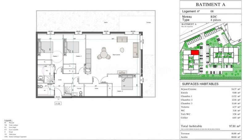A louer APPARTEMENT NEUF T4 97 M2 TERRASSE  PAU