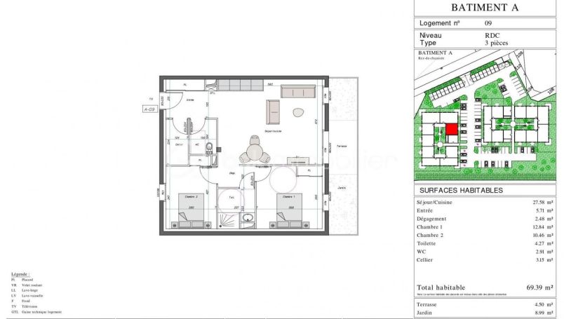 A louer APPARTEMENT NEUF T3 69 M2 TERRASSE  PAU