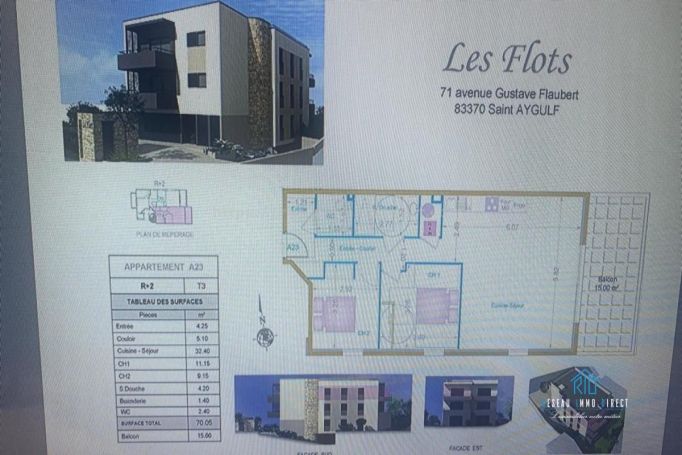 A louer APPARTEMENT DE PRESTIGE T3 70 M2 TERRASSE BORD DE MER SAINT AYGULF