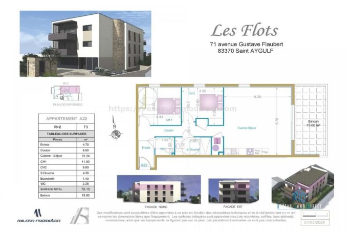 A louer APPARTEMENT DE PRESTIGE T3 70 M2 TERRASSE BORD DE MER SAINT AYGULF