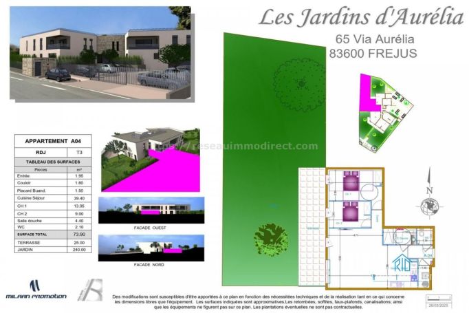 A louer APPARTEMENT T3 74 M2 TERRASSE BORD DE MER FREJUS