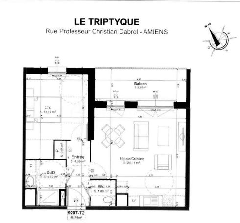 A louer APPARTEMENT NEUF T2 49 M2  AMIENS
