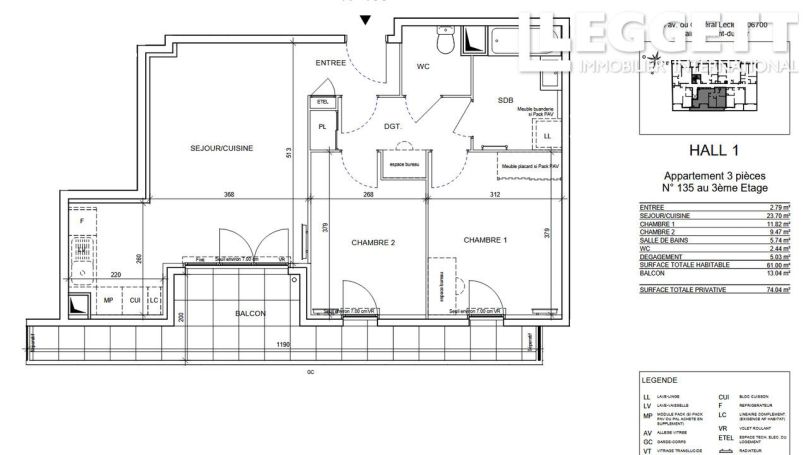 A louer APPARTEMENT NEUF T3 61 M2 BORD DE MER SAINT LAURENT DU VAR