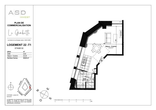 A vendre STUDIO NEUF  29 M2 TERRASSE  CAEN