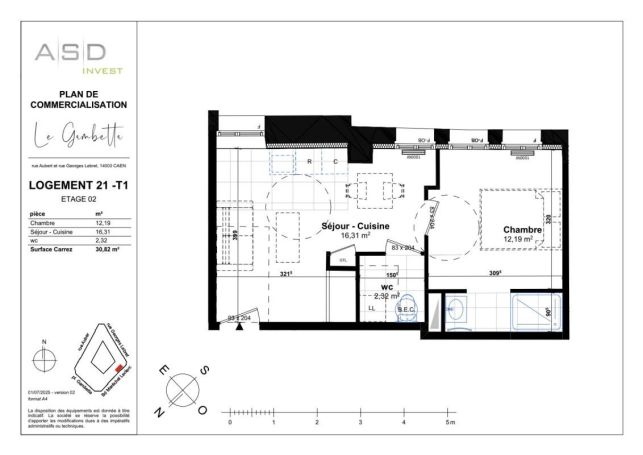 A louer APPARTEMENT NEUF T2 30 M2 TERRASSE  CAEN
