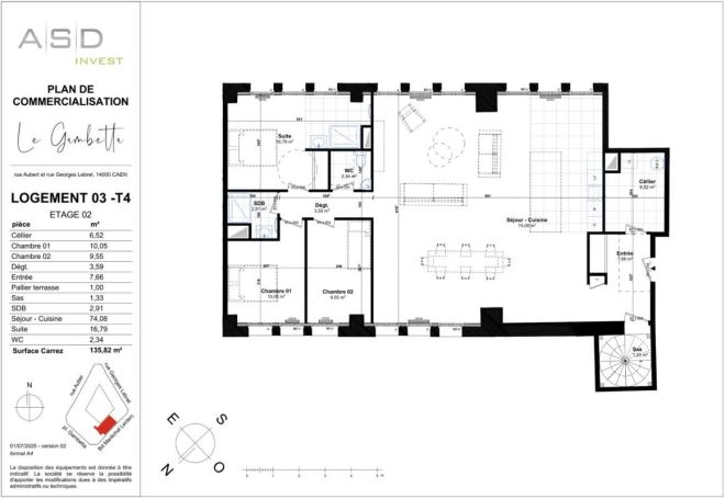 A louer APPARTEMENT NEUF T4 135 M2 TERRASSE  CAEN