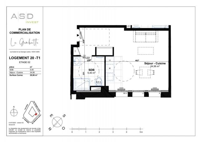 A louer STUDIO NEUF  30 M2 TERRASSE  CAEN