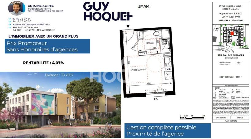A louer STUDIO  20 M2  MONTPELLIER