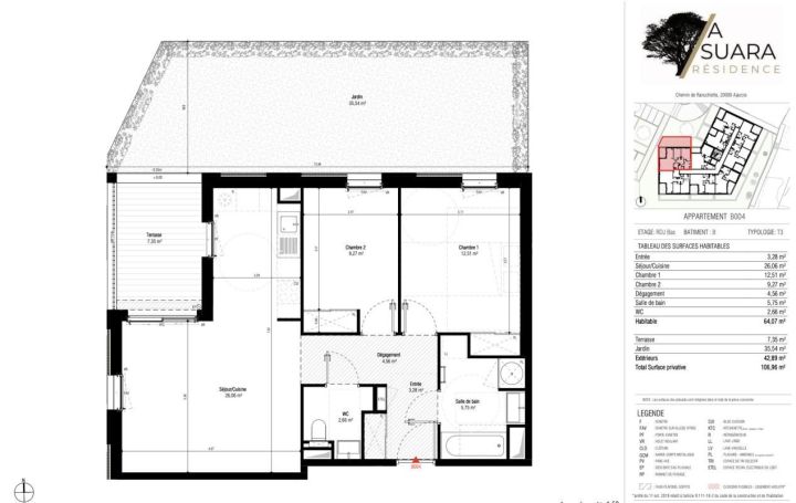 A louer APPARTEMENT NEUF T3 64 M2 BORD DE MER AJACCIO