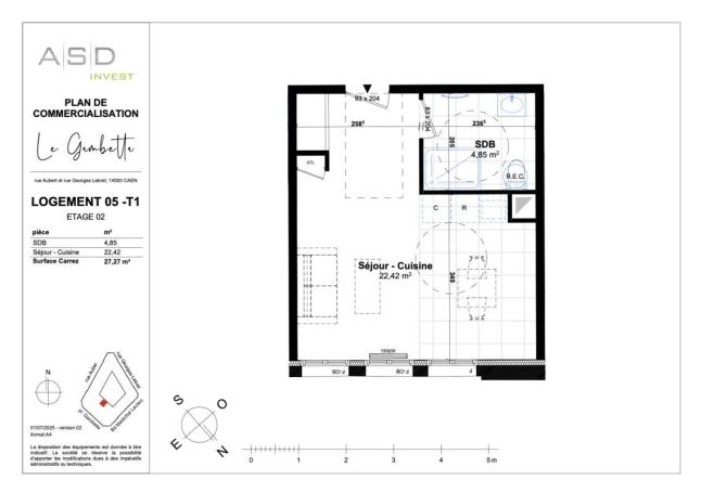 A louer STUDIO NEUF  27 M2 TERRASSE  CAEN