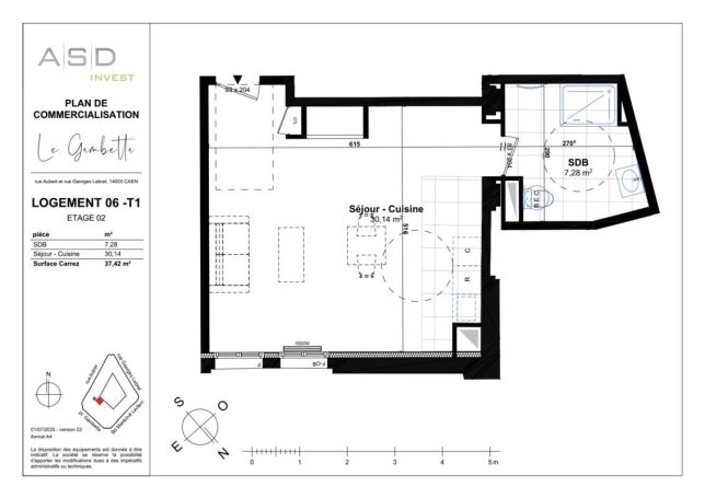 A louer STUDIO NEUF  37 M2 TERRASSE  CAEN