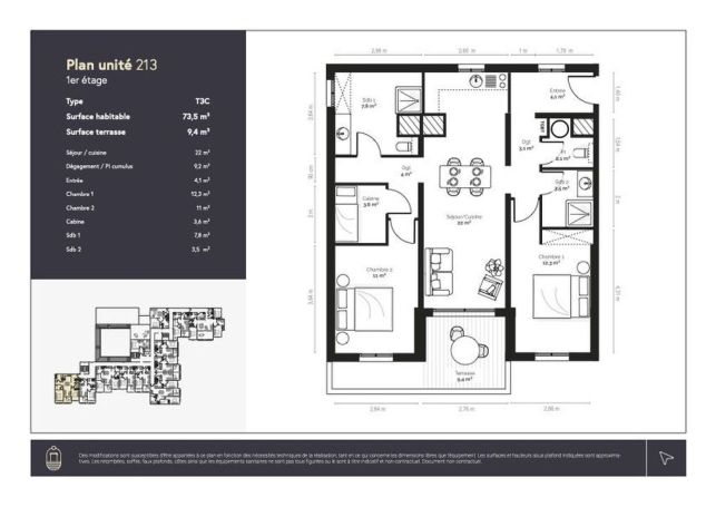 A louer APPARTEMENT DE PRESTIGE T3 73 M2 PIEDS DANS L'EAU PIANOTTOLI CALDARELLO