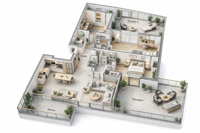 A louer APPARTEMENT NEUF T4 112 M2 TERRASSE BORD DE MER CAP D AIL