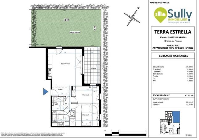 A louer APPARTEMENT T3 64 M2  PUGET SUR ARGENS