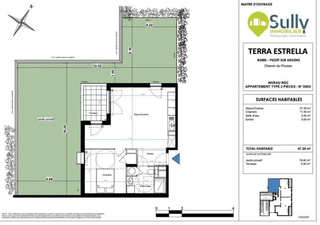 A louer APPARTEMENT T2 47 M2  PUGET SUR ARGENS