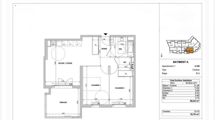 A louer APPARTEMENT T3 55 M2 BORD DE MER LA SEYNE SUR MER