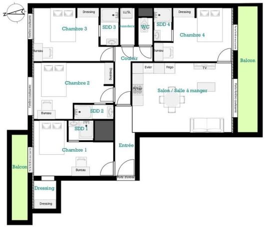 A louer APPARTEMENT DE PRESTIGE NEUF T5 89 M2 BORD DE MER TOULON