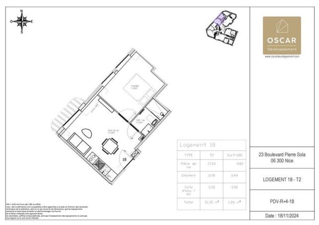 A louer APPARTEMENT T2 31 M2 BORD DE MER NICE