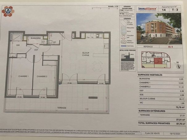 A louer APPARTEMENT T3 70 M2 TERRASSE BORD DE MER MIRAMAS