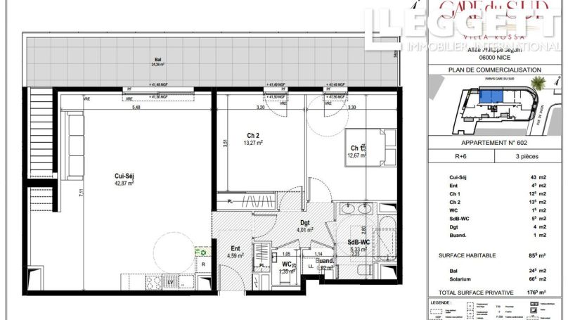 A louer APPARTEMENT NEUF T3 85 M2 TERRASSE BORD DE MER NICE