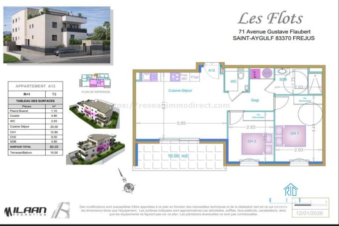 A louer APPARTEMENT DE PRESTIGE T3 60 M2 TERRASSE BORD DE MER SAINT AYGULF