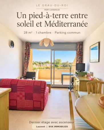 A vendre APPARTEMENT T2 28 M2 TERRASSE BORD DE MER LE GRAU DU ROI