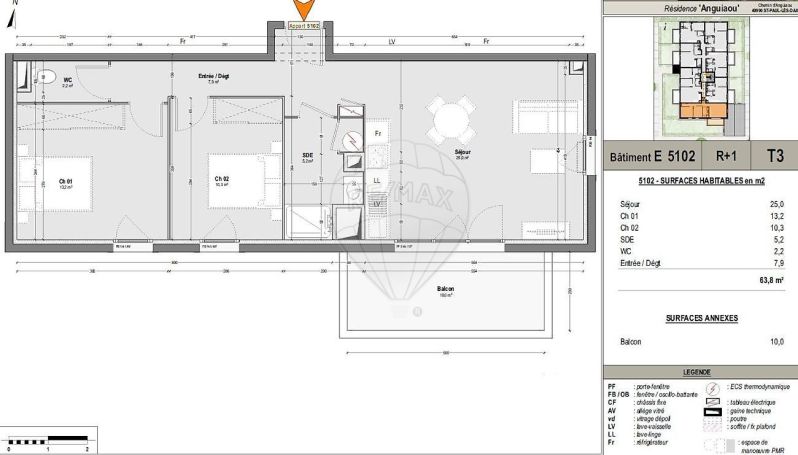 A louer APPARTEMENT NEUF T3 63 M2 TERRASSE  ANGOUME