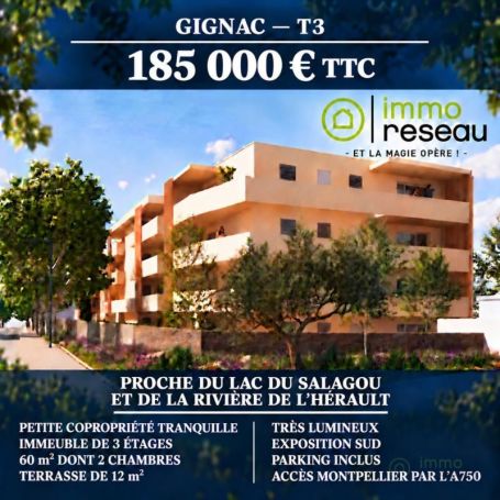 APPARTEMENT T3 59 M2 TERRASSE  GIGNAC