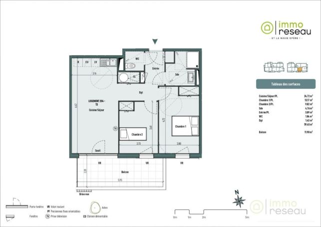 APPARTEMENT T3 59 M2 TERRASSE  GIGNAC