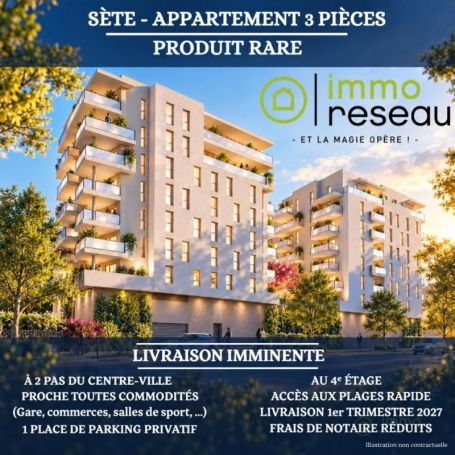 APPARTEMENT NEUF T3 68 M2 TERRASSE VUE MER SETE