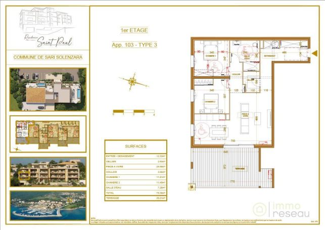 APPARTEMENT NEUF T3 79 M2 TERRASSE BORD DE MER SOLENZARA