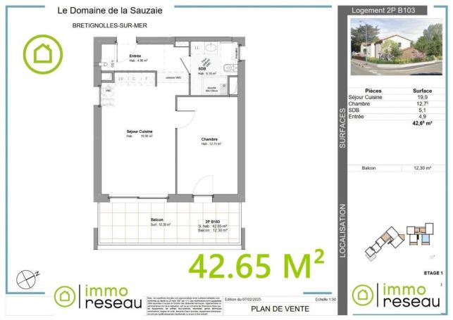APPARTEMENT T2 42 M2 TERRASSE BORD DE MER BRETIGNOLLES SUR MER