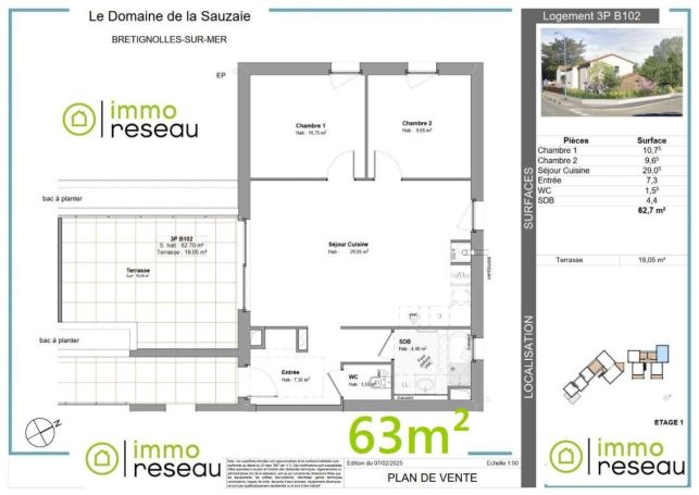 APPARTEMENT T3 62 M2 TERRASSE BORD DE MER BRETIGNOLLES SUR MER