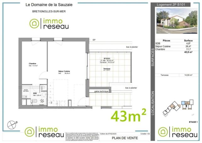 APPARTEMENT T2 42 M2 TERRASSE BORD DE MER BRETIGNOLLES SUR MER
