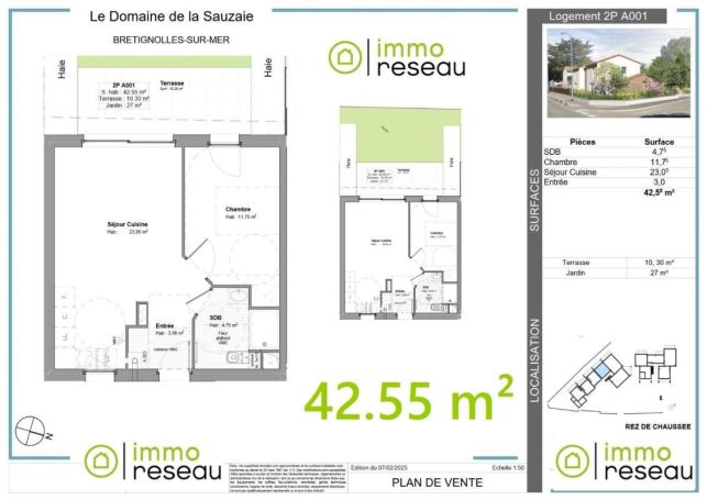 APPARTEMENT T2 42 M2 TERRASSE BORD DE MER BRETIGNOLLES SUR MER