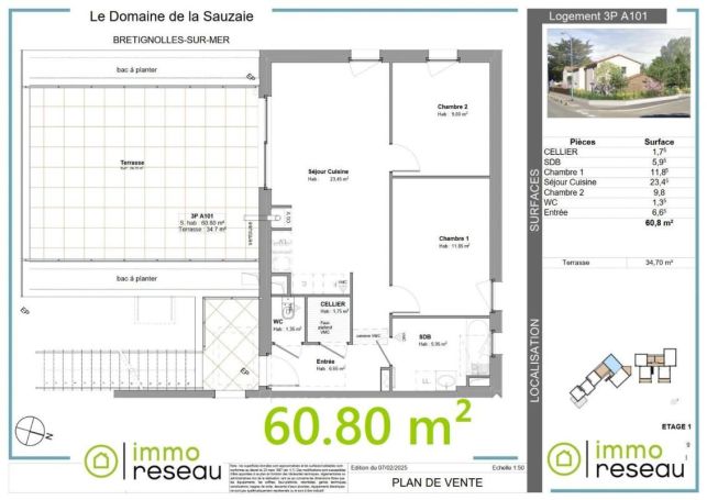APPARTEMENT T3 60 M2 TERRASSE BORD DE MER BRETIGNOLLES SUR MER