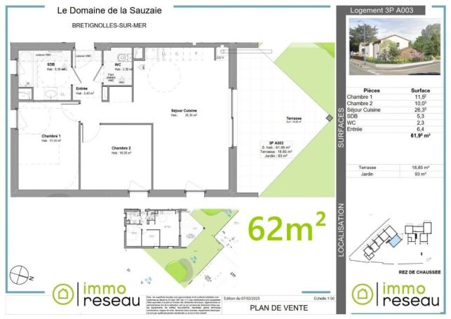 APPARTEMENT T3 61 M2 TERRASSE BORD DE MER BRETIGNOLLES SUR MER